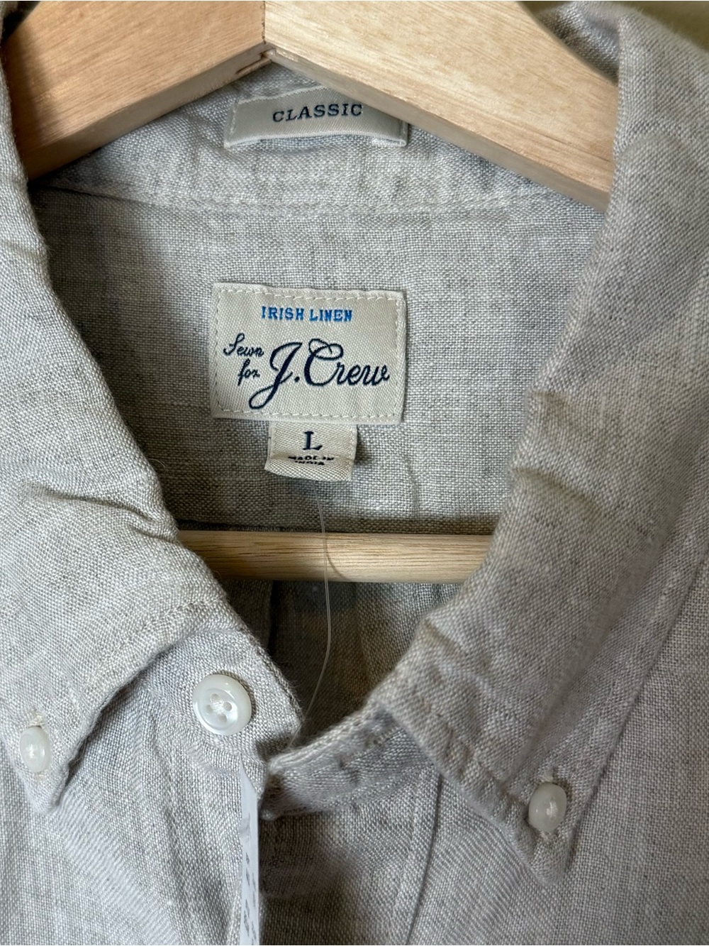 J. Crew Men's Short-Sleeve Linen Button-Down Shirt Pebble Gray Large - Picture 4 of 5